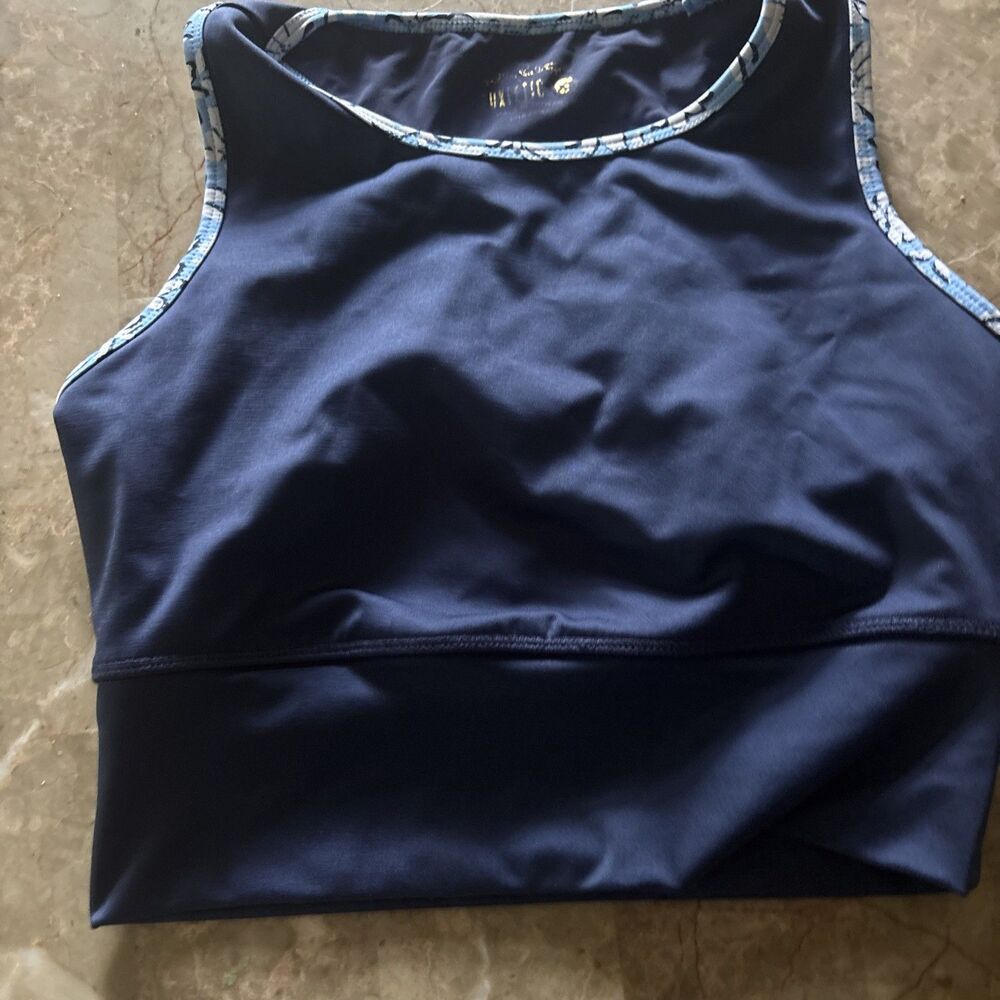 Lilly Pulitzer Luxletic Bentlee Bra Top Low Tide Navy UPF 50 Size Xs